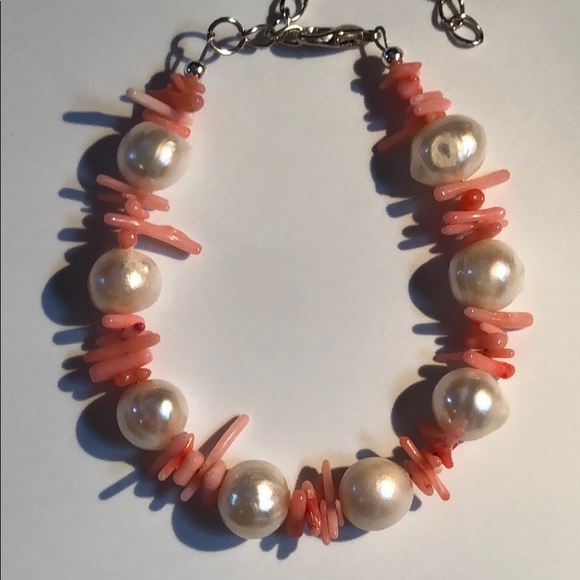 SOLD Cultured Pearl 
& Bamboo coral Bracelet 💕 - Picture 3 of 8